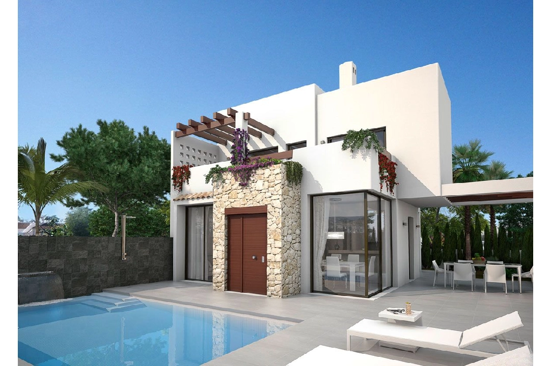 villa en Los Belones(Murcia) en vente, construit 146 m², estado nuevo, aire acondicionado, terrain 430 m², 3 chambre, 3 salle de bains, piscina, ref.: HA-LBN-110-E02-1