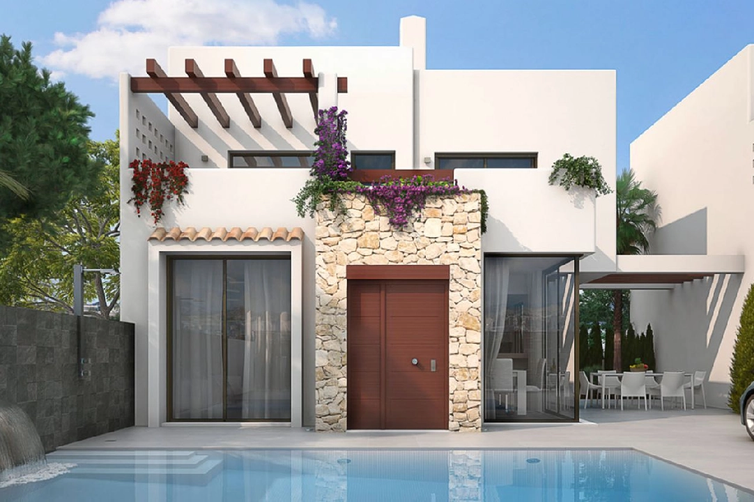 villa en Los Belones(Murcia) en vente, construit 146 m², estado nuevo, aire acondicionado, terrain 430 m², 3 chambre, 3 salle de bains, piscina, ref.: HA-LBN-110-E02-2