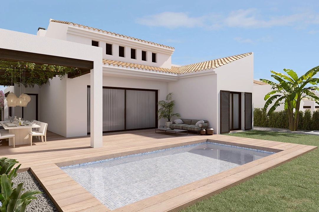 villa en Algorfa en vente, construit 205 m², estado nuevo, aire acondicionado, terrain 437 m², 3 chambre, 2 salle de bains, piscina, ref.: HA-ARN-112-E02-1