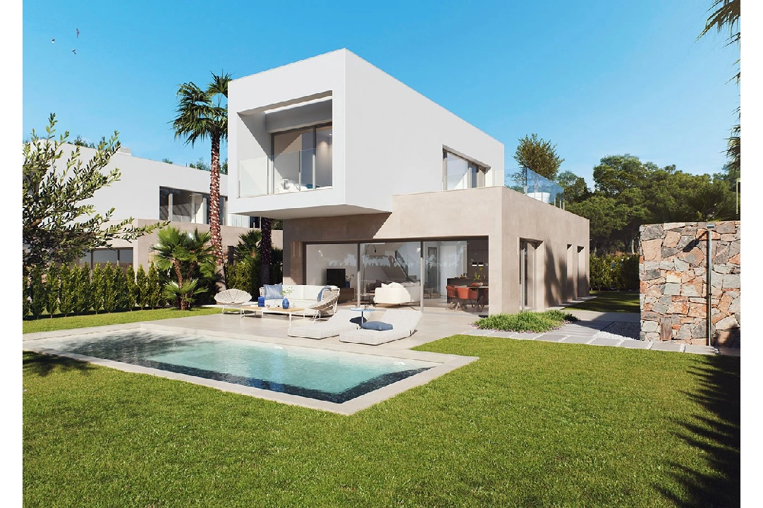 villa en Orihuela Costa en vente, construit 203 m², estado nuevo, aire acondicionado, terrain 523 m², 3 chambre, 2 salle de bains, piscina, ref.: HA-OCN-146-E01-1