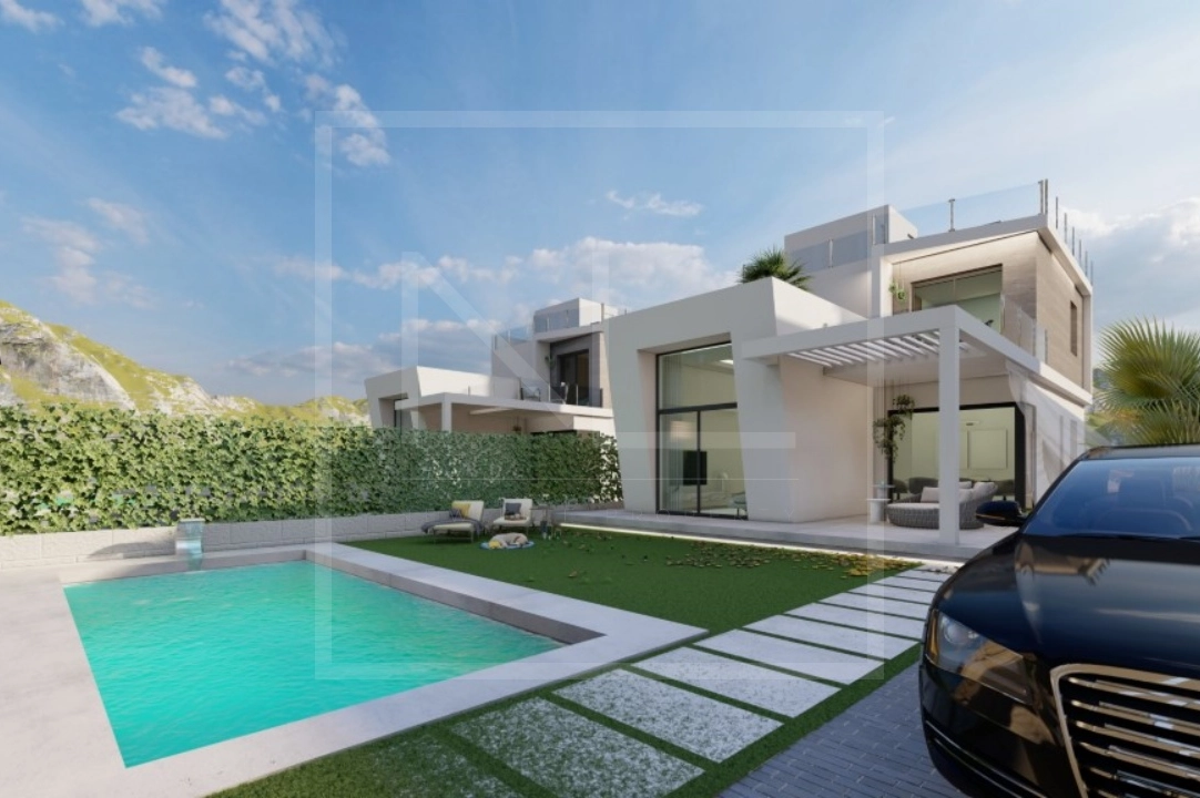 villa en Finestrat en vente, construit 163 m², ano de construccion 2024, + calefaccion central, aire acondicionado, terrain 393 m², 3 chambre, 3 salle de bains, piscina, ref.: NL-NLD1470-1