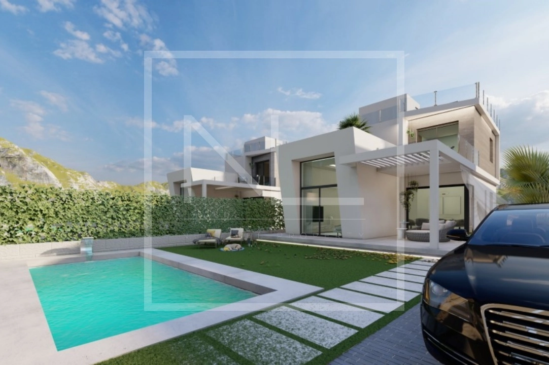 villa en Finestrat en vente, construit 163 m², ano de construccion 2024, + calefaccion central, aire acondicionado, terrain 393 m², 3 chambre, 3 salle de bains, piscina, ref.: NL-NLD1470-14