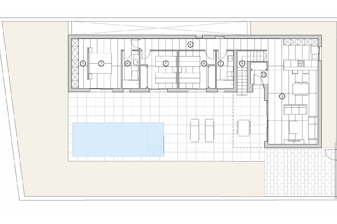 villa en Algorfa en vente, construit 283 m², estado nuevo, aire acondicionado, terrain 424 m², 3 chambre, 2 salle de bains, piscina, ref.: HA-ARN-108-E02-13