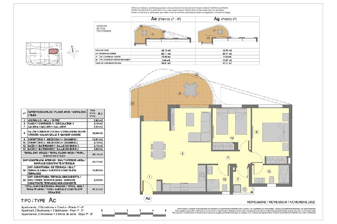 apartamento en la planta superior en Punta Prima en vente, construit 91 m², estado nuevo, aire acondicionado, 2 chambre, 2 salle de bains, piscina, ref.: HA-PPN-401-A01-17