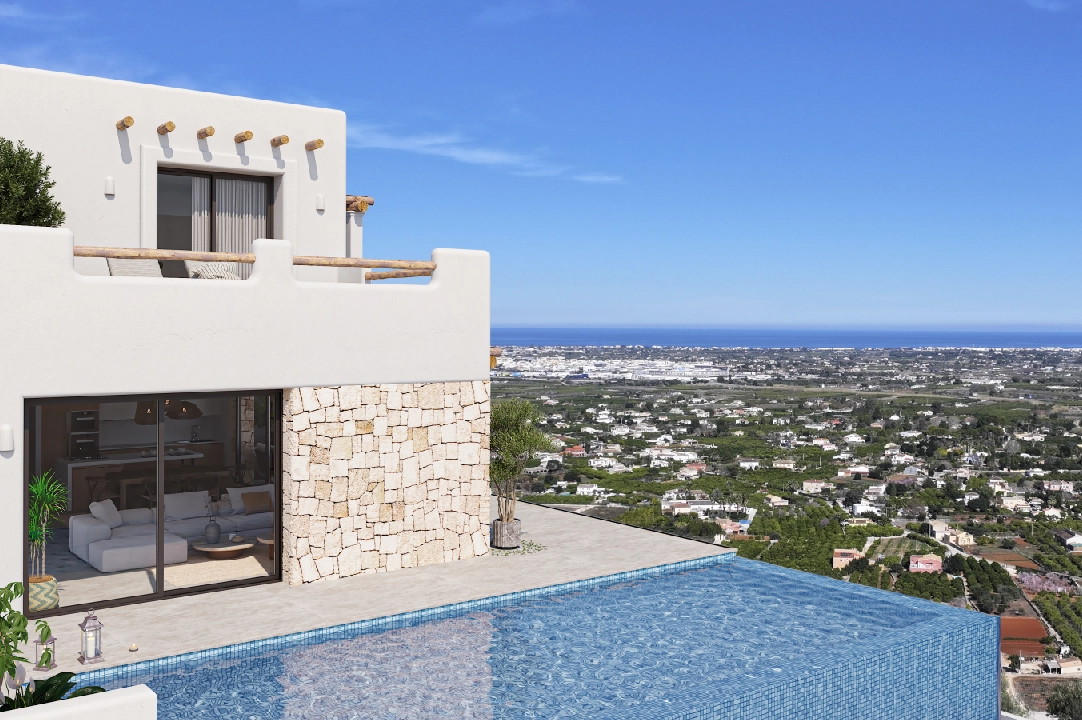 villa en Pedreguer(Monte Solana I) en vente, construit 252 m², ano de construccion 2025, aire acondicionado, terrain 608 m², 3 chambre, 2 salle de bains, piscina, ref.: UM-UV-SERPIS-1