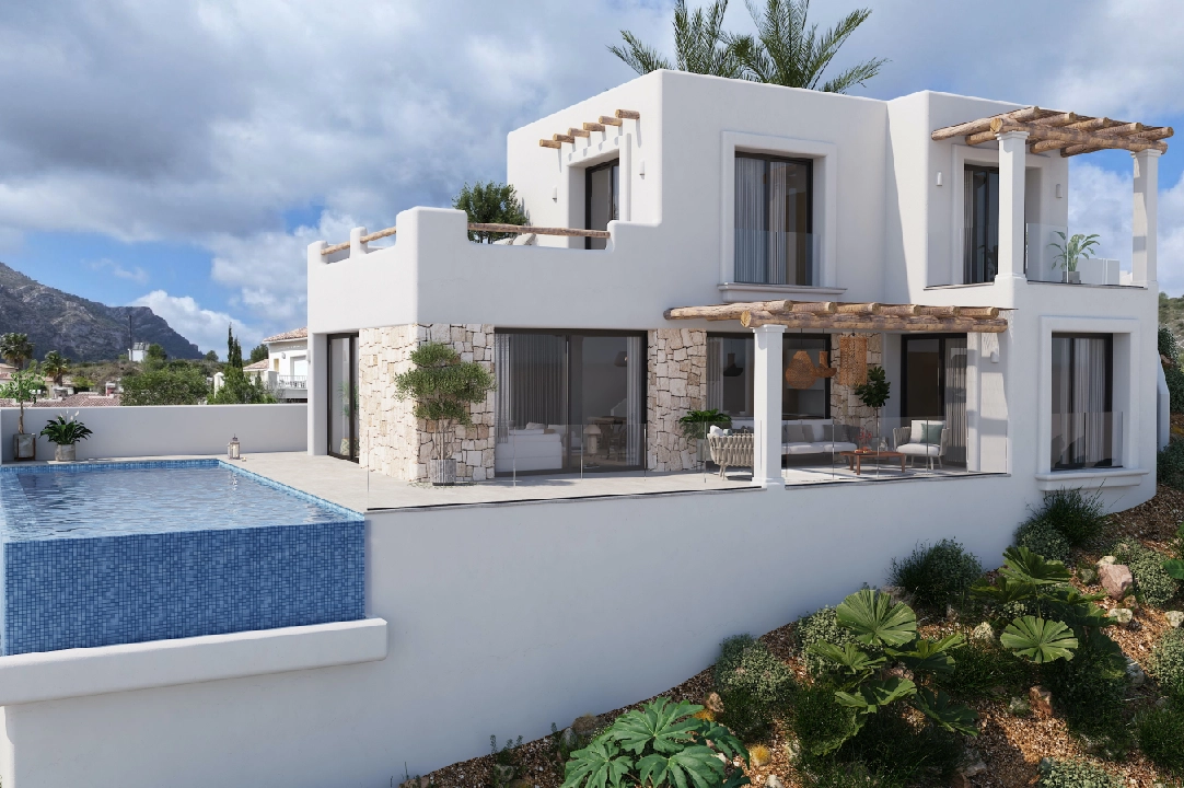 villa en Pedreguer(Monte Solana I) en vente, construit 252 m², ano de construccion 2025, aire acondicionado, terrain 608 m², 3 chambre, 2 salle de bains, piscina, ref.: UM-UV-SERPIS-3