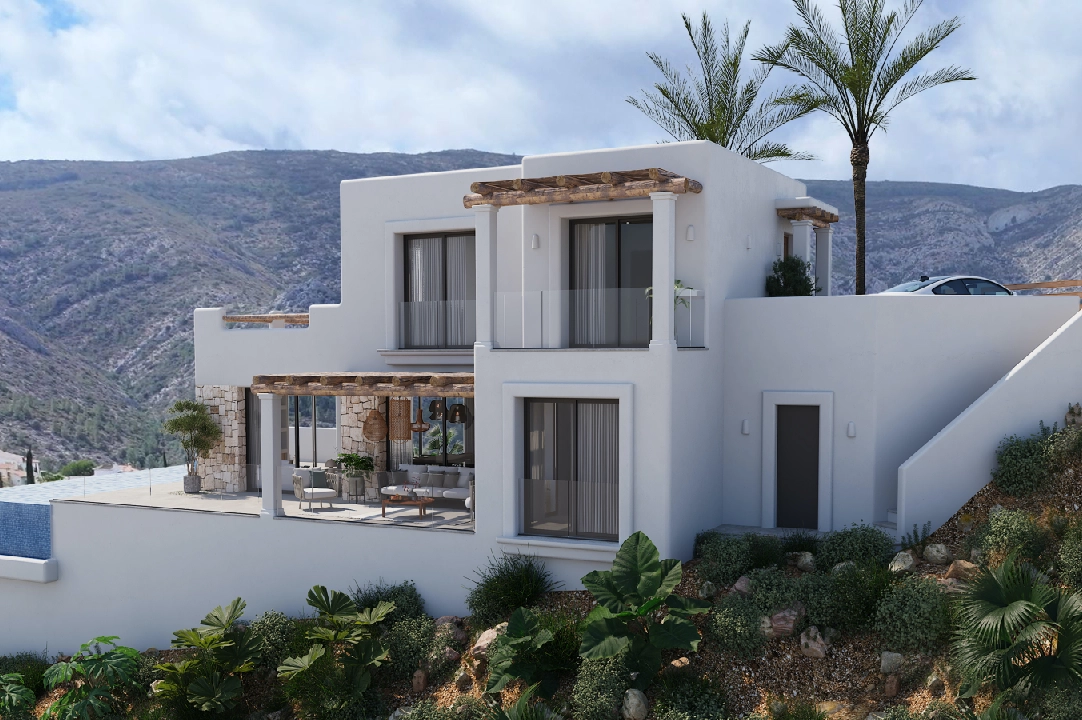 villa en Pedreguer(Monte Solana I) en vente, construit 252 m², ano de construccion 2025, aire acondicionado, terrain 608 m², 3 chambre, 2 salle de bains, piscina, ref.: UM-UV-SERPIS-4