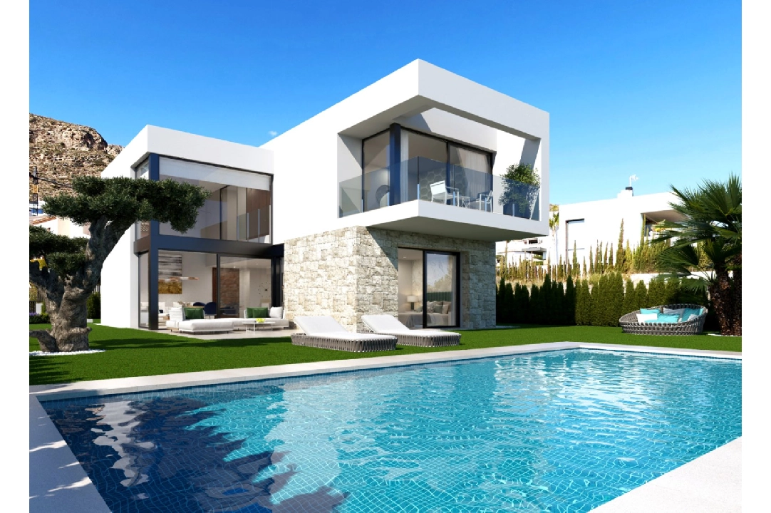 villa en Finestrat en vente, construit 282 m², ano de construccion 2023, + KLIMA, aire acondicionado, terrain 482 m², 3 chambre, 3 salle de bains, piscina, ref.: BI-AL.H-032-1