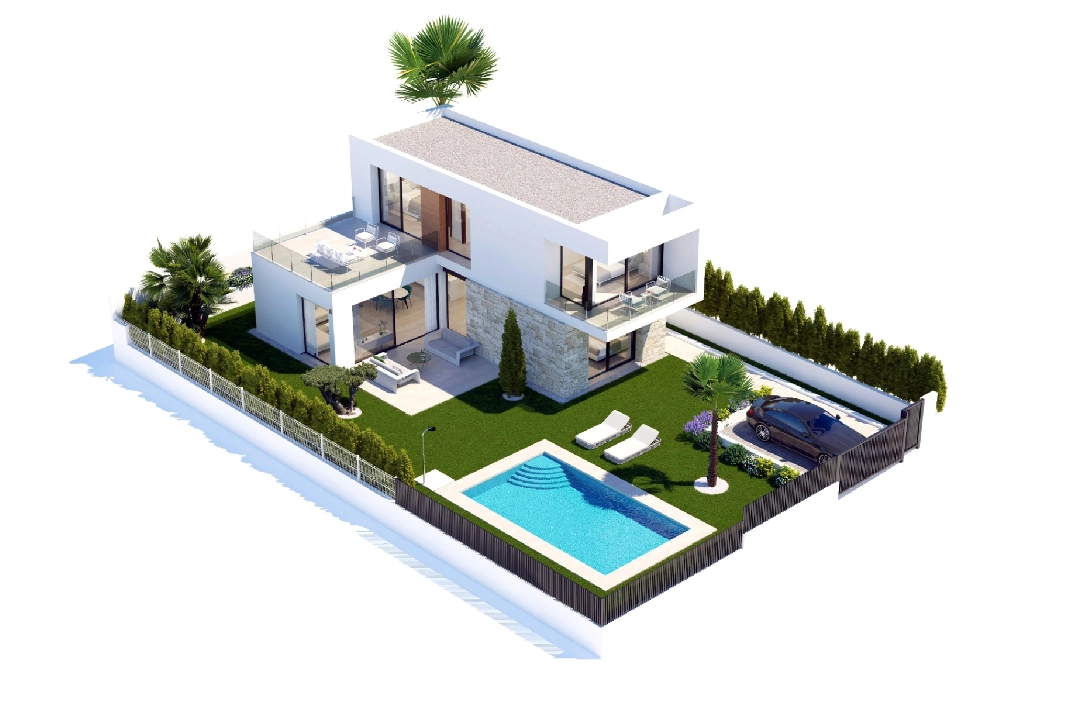 villa en Finestrat en vente, construit 235 m², ano de construccion 2024, + KLIMA, aire acondicionado, terrain 447 m², 3 chambre, 3 salle de bains, piscina, ref.: BI-AL.H-034-1