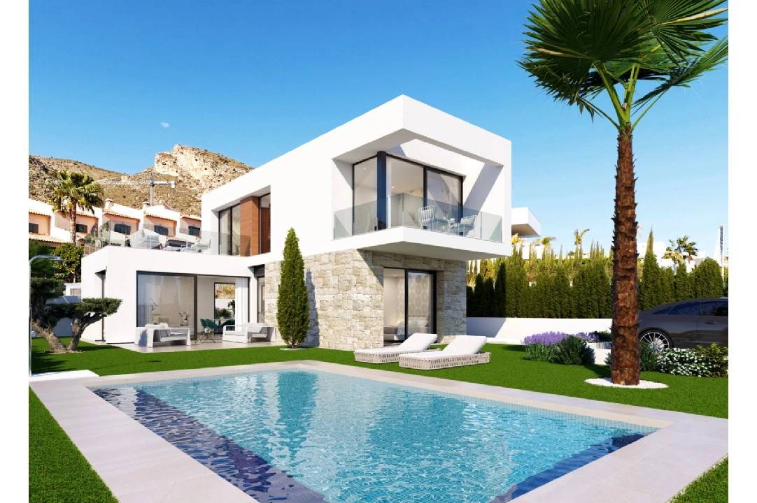 villa en Finestrat en vente, construit 235 m², ano de construccion 2024, + KLIMA, aire acondicionado, terrain 447 m², 3 chambre, 3 salle de bains, piscina, ref.: BI-AL.H-034-7