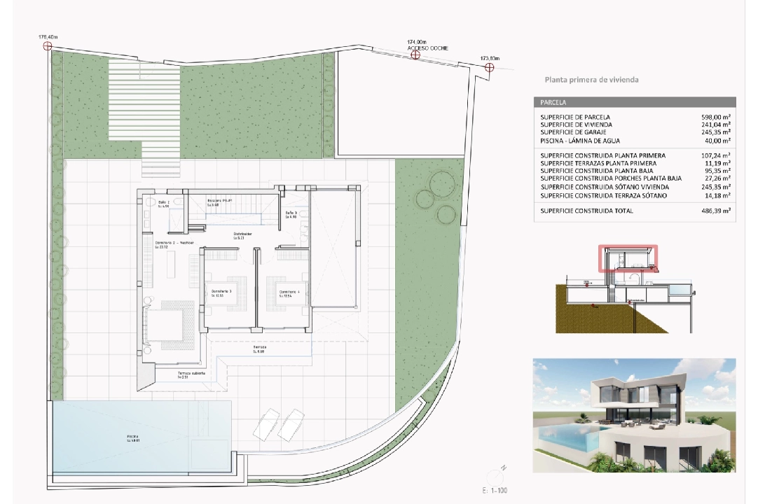 villa en Finestrat en vente, construit 526 m², ano de construccion 2024, aire acondicionado, terrain 598 m², 5 chambre, 5 salle de bains, piscina, ref.: BI-AL.H-035-22