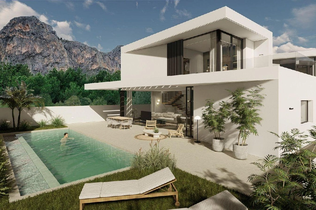 villa en Polop(Polop) en vente, construit 307 m², aire acondicionado, terrain 380 m², 3 chambre, 3 salle de bains, piscina, ref.: AM-1233DA-3700-2