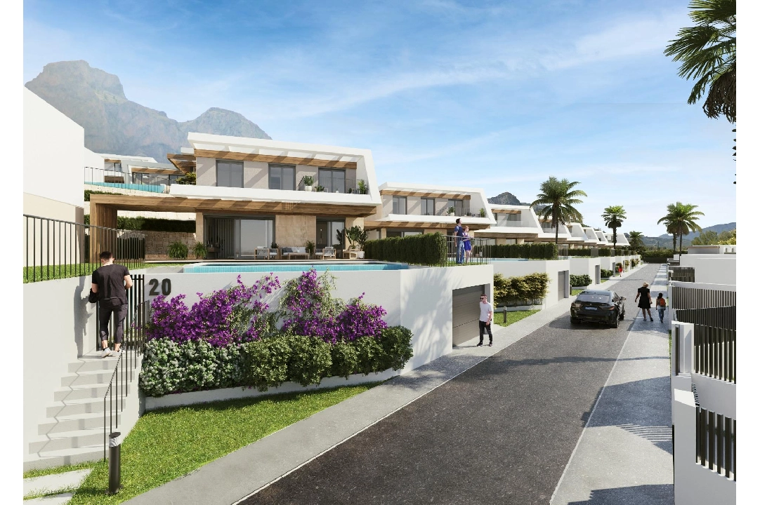 villa en Polop(Urbanizaciones) en vente, construit 118 m², aire acondicionado, terrain 309 m², 2 chambre, 2 salle de bains, piscina, ref.: AM-1239DA-3700-7