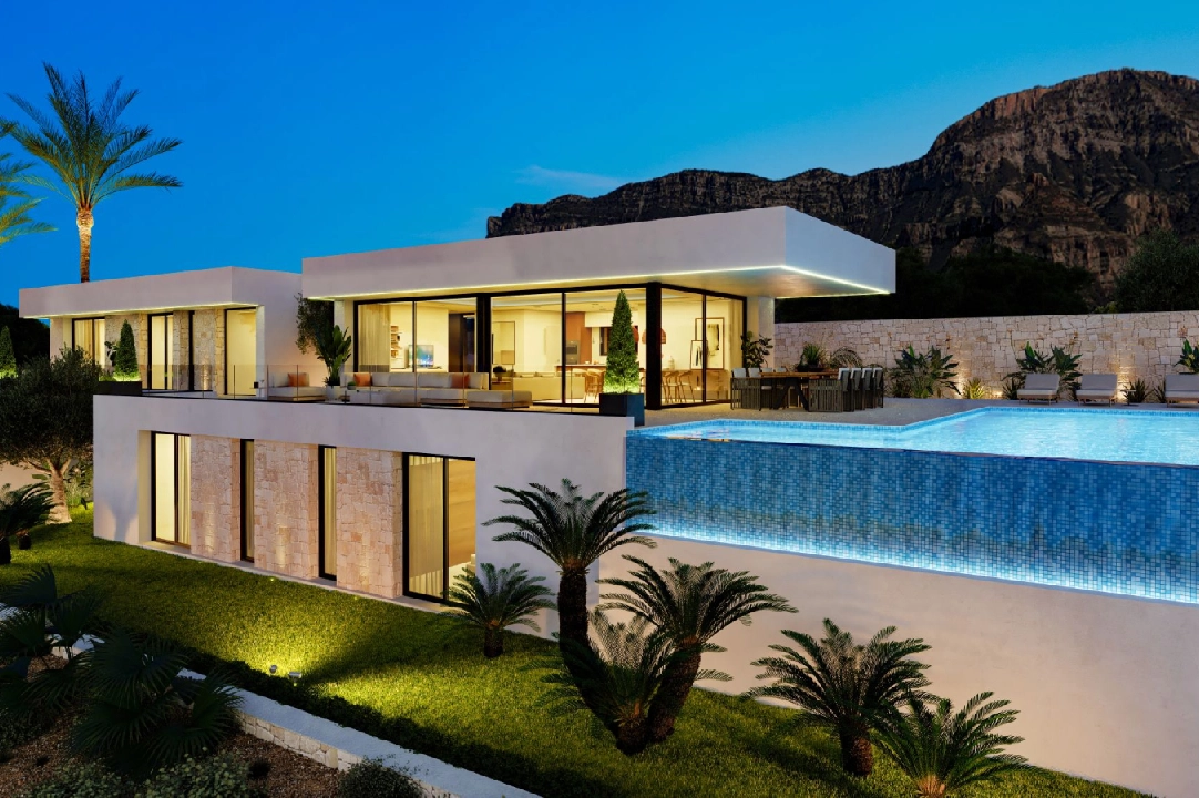 villa en Denia(San Juan) en vente, construit 322 m², ano de construccion 2026, + calefaccion central, aire acondicionado, terrain 1600 m², 4 chambre, 4 salle de bains, piscina, ref.: AS-0524-1