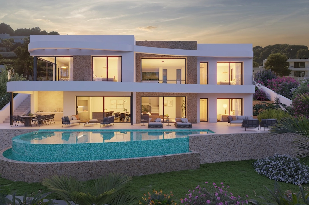 villa en Moraira(La Sabatera) en vente, construit 185 m², aire acondicionado, terrain 801 m², 4 chambre, 4 salle de bains, piscina, ref.: CA-H-1786-AMB-7