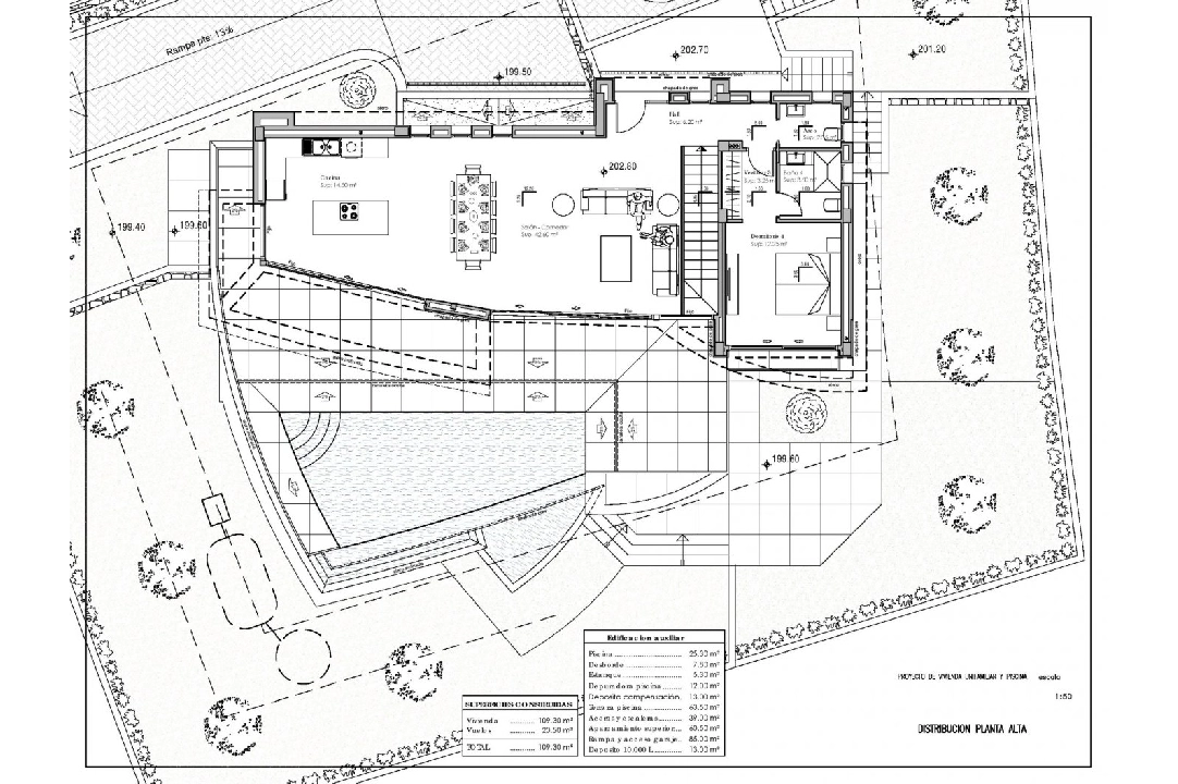 villa en Calpe en vente, construit 273 m², ano de construccion 2022, aire acondicionado, terrain 805 m², 4 chambre, 4 salle de bains, piscina, ref.: AM-11772DA-21