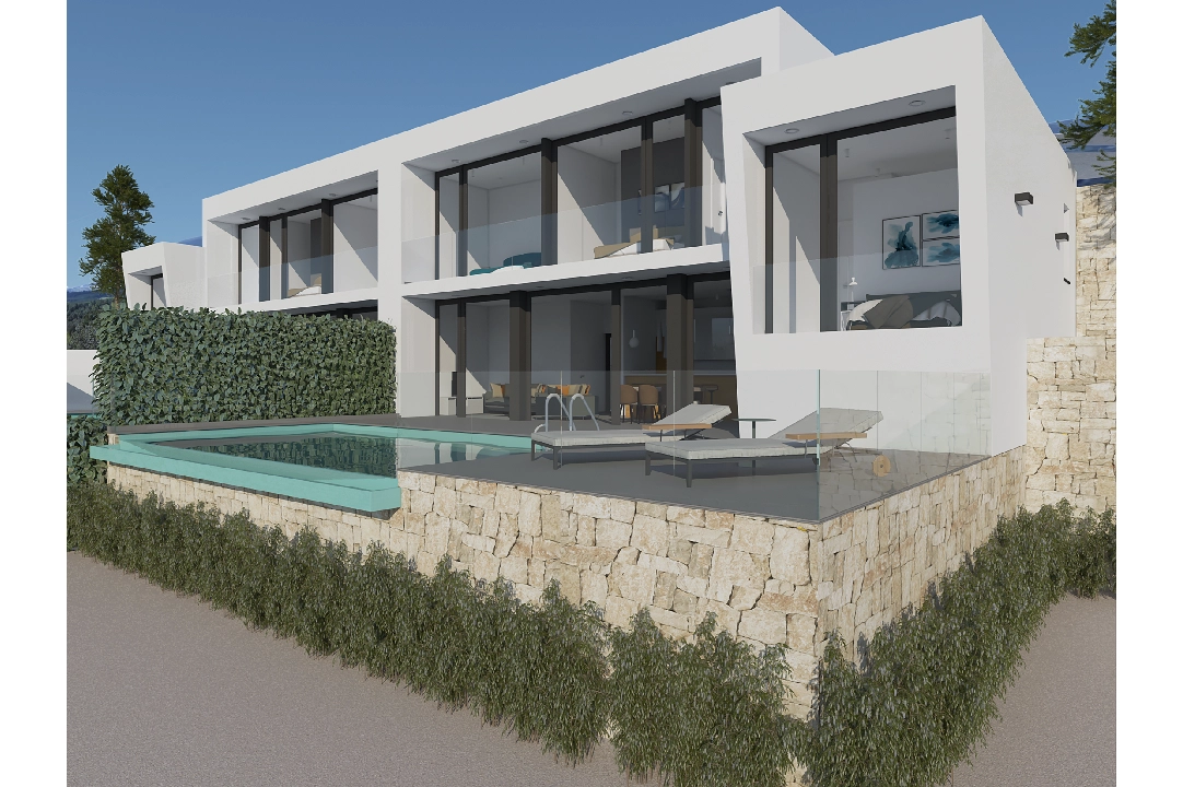 villa en Moraira(Benimeit) en vente, construit 178 m², aire acondicionado, terrain 508 m², 3 chambre, 3 salle de bains, piscina, ref.: CA-H-1820-AMB-1