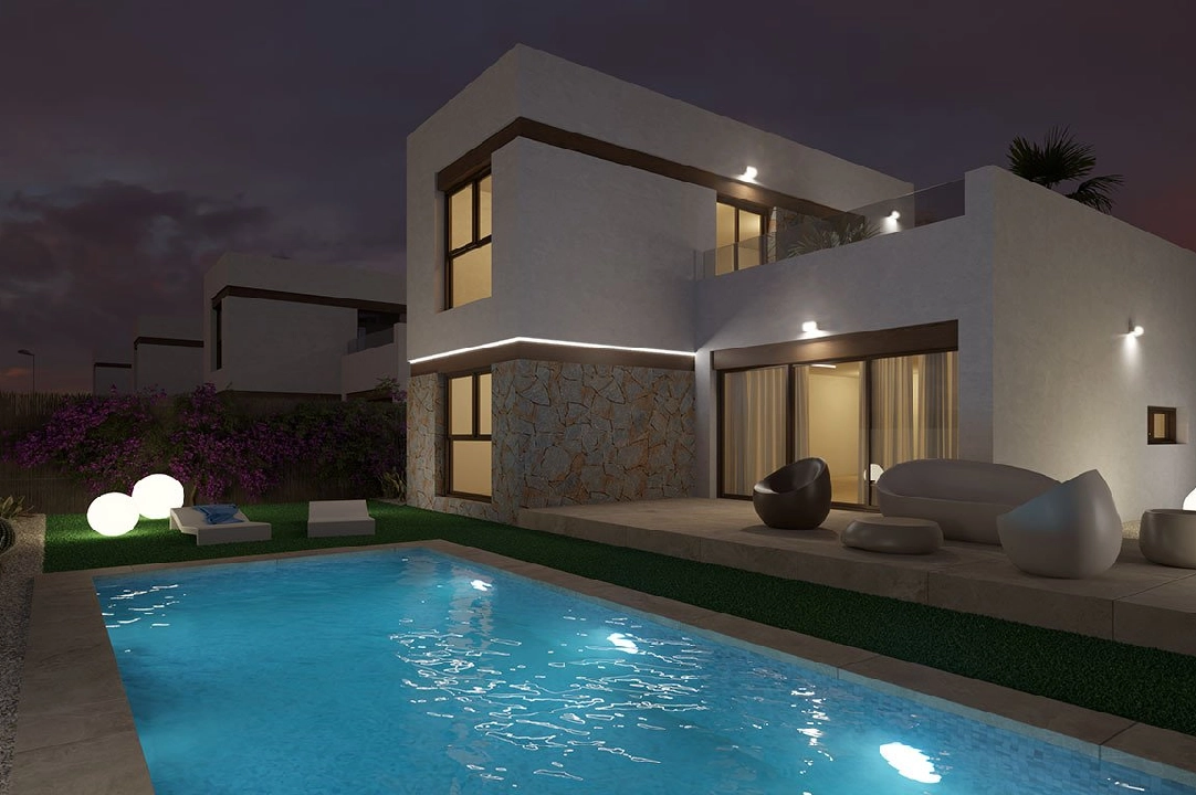 villa en Algorfa en vente, construit 198 m², estado nuevo, + fussboden, aire acondicionado, terrain 308 m², 3 chambre, 2 salle de bains, piscina, ref.: HA-ARN-109-E01-12