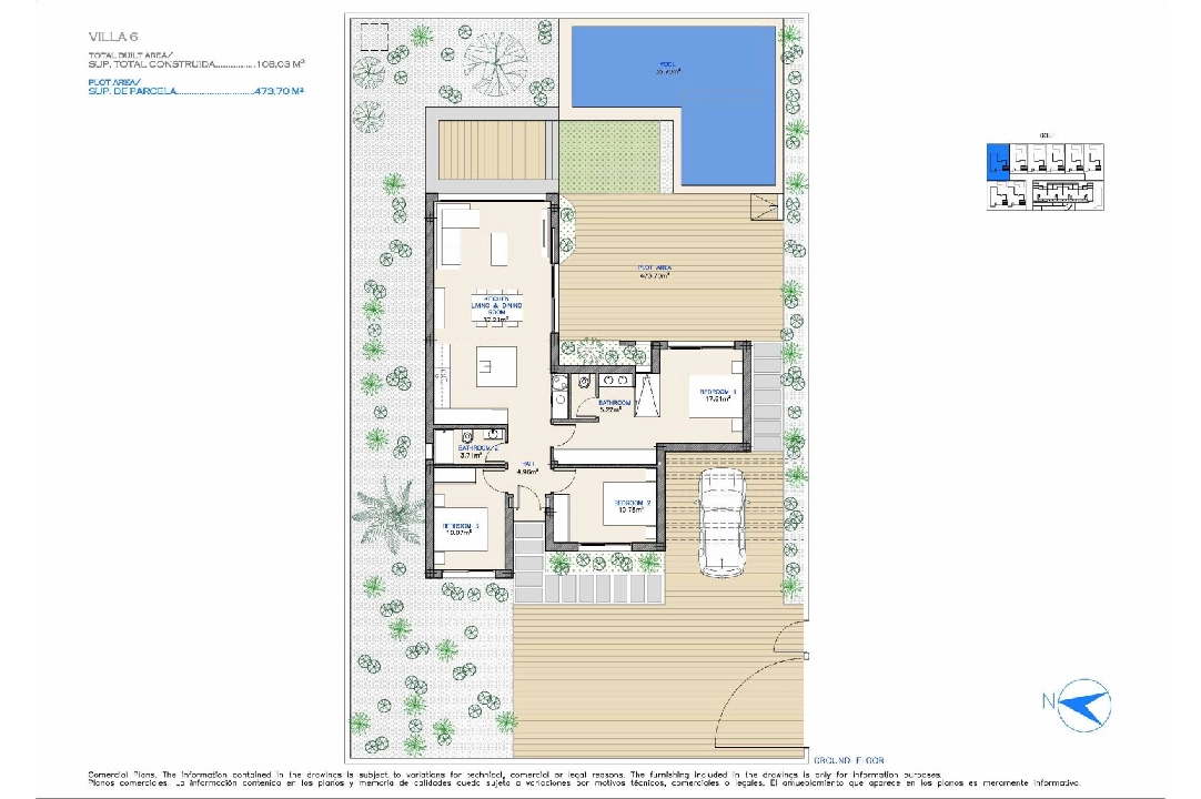 villa en Los Alcazares en vente, construit 108 m², estado nuevo, terrain 297 m², 3 chambre, 2 salle de bains, piscina, ref.: HA-LAN-433-E01-16