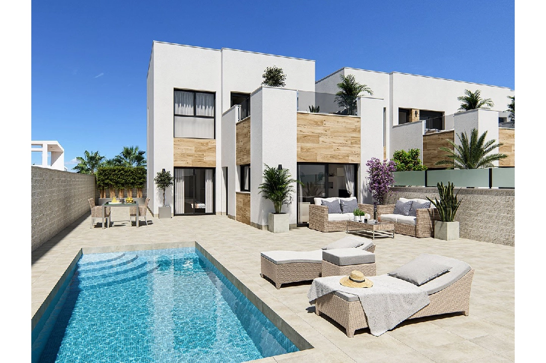 villa en Benijofar en vente, construit 111 m², estado nuevo, aire acondicionado, terrain 178 m², 3 chambre, 2 salle de bains, piscina, ref.: HA-BNN-307-E01-1