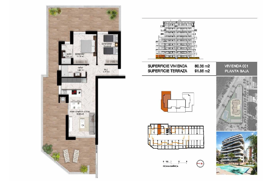 apartamento en la planta superior en Guardamar del Segura en vente, construit 102 m², estado nuevo, 2 chambre, 2 salle de bains, piscina, ref.: HA-GUN-411-A01-14