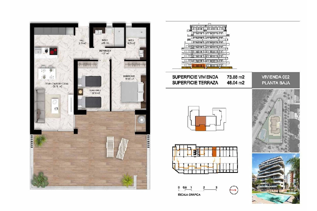 apartamento en la planta superior en Guardamar del Segura en vente, construit 102 m², estado nuevo, 2 chambre, 2 salle de bains, piscina, ref.: HA-GUN-411-A01-15