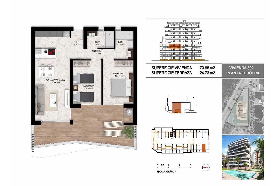 apartamento en la planta superior en Guardamar del Segura en vente, construit 102 m², estado nuevo, 2 chambre, 2 salle de bains, piscina, ref.: HA-GUN-411-A01-19