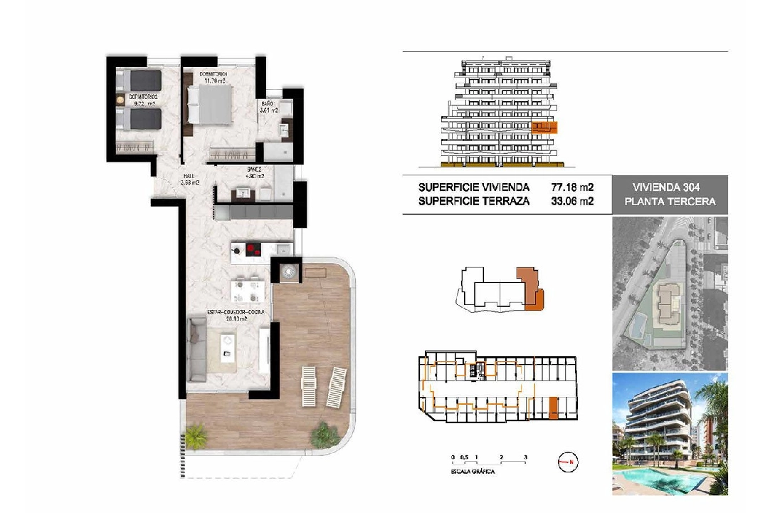 apartamento en la planta superior en Guardamar del Segura en vente, construit 102 m², estado nuevo, 2 chambre, 2 salle de bains, piscina, ref.: HA-GUN-411-A01-21