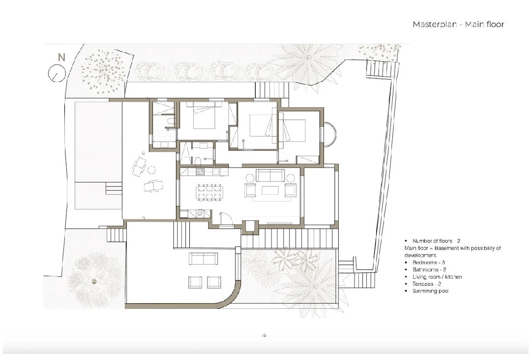 villa en Benissa(Baladrar) en vente, construit 183 m², aire acondicionado, terrain 1136 m², 3 chambre, 2 salle de bains, piscina, ref.: CA-H-1862-AMB-5