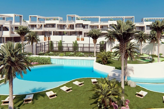 Erdgeschoss Apartment in Torrevieja zu verkaufen, Wohnfläche 131 m², Zustand Erstbezug, 2 Schlafzimmer, 2 Badezimmer, Pool, ref.: HA-TON-221-A01-3
